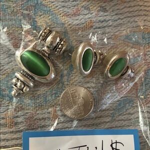 Green and Silver Earrings & pendant